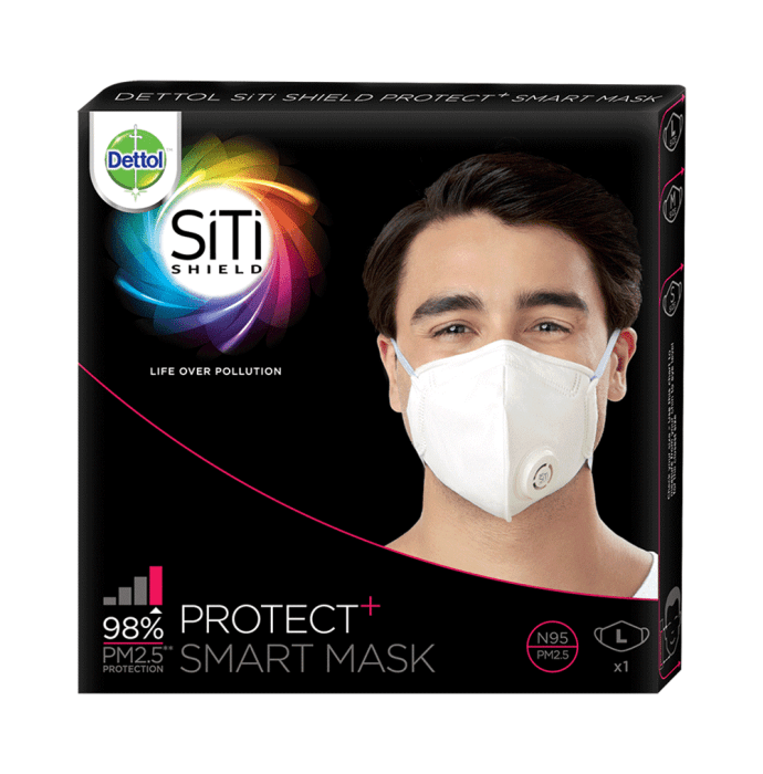 Dettol siti shield protect plus n95 anti pollution smart mask l