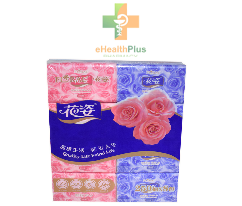 Vinka Floral (Pink & Lavender) Tissue 8 packs of 250 sheets