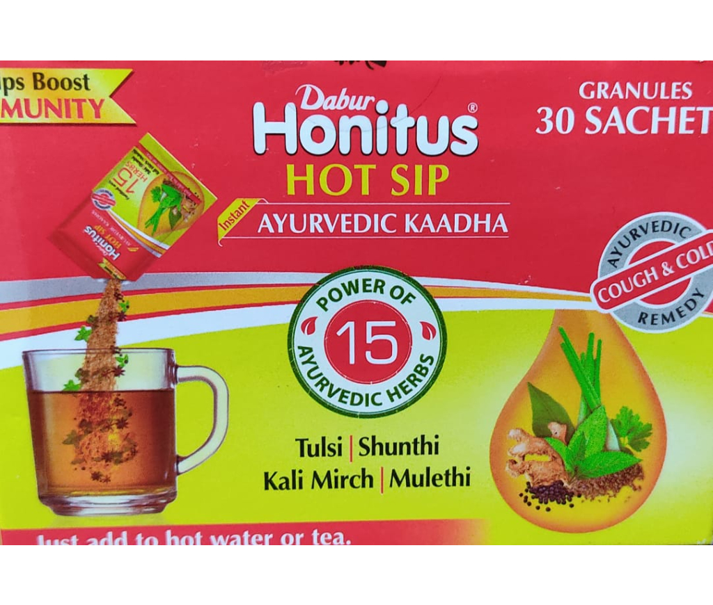 Dabur Honitus Hot Sip Sachets (4g x 30) Granules Box of 120 gm