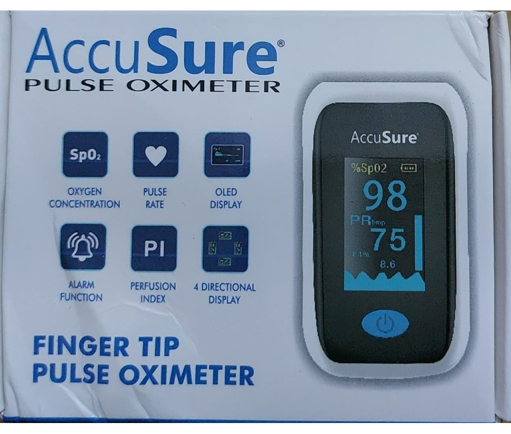 Accusure Pulse Oximeter device finger tip oximeter